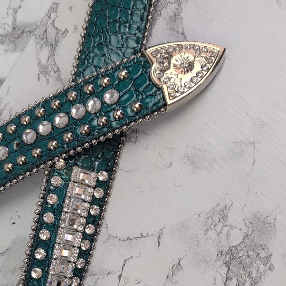 Chic Turquoise and Silver Embellished Belt - Picture 3 of 8